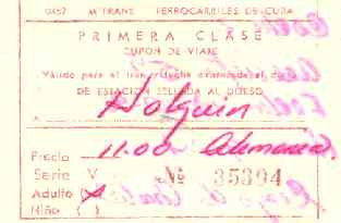 Fahrkarte für die Eisenbahn in Kuba
